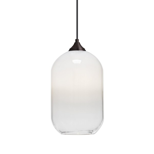 Besa Lighting Omega 12 Cord Pendant, White/Clear, Bronze Finish, 1x60W Incandescent 1JT-OMEGA12WH-BR - main